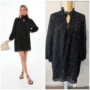 Tuckernuck Pomander Place Medium Polka Dot High Neck Long Sleeve Mini Dress
